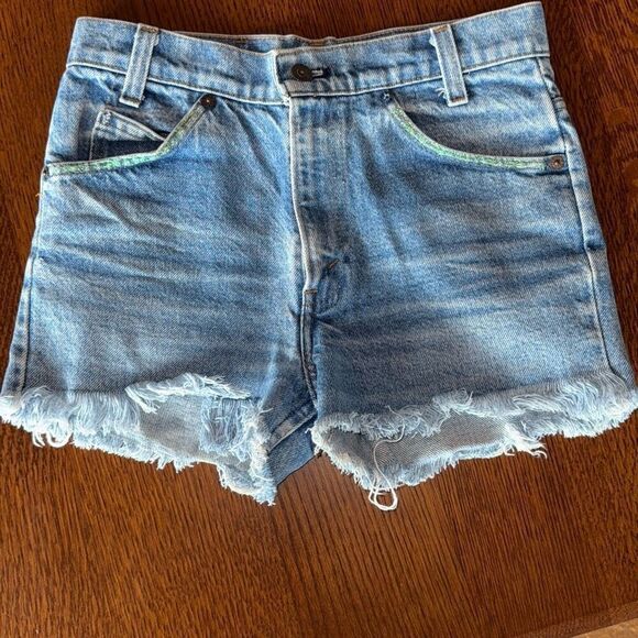 Vintage 70’s 80’s Orange Tab Light Wash Levis Student Fit Cut Off Shorts Size 28 - Picture 15 of 16